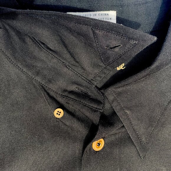 Men’s Cypress Grove Silk/Cotton Blend Long Sleeve Button Down Shirt, Black XXL - Picture 6 of 8